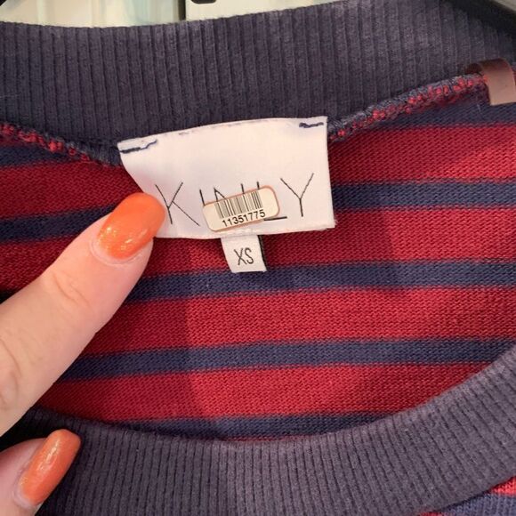 Kinly Mixed Media Balloon Sleeve Sweatshirt sz XS - Picture 2 of 3